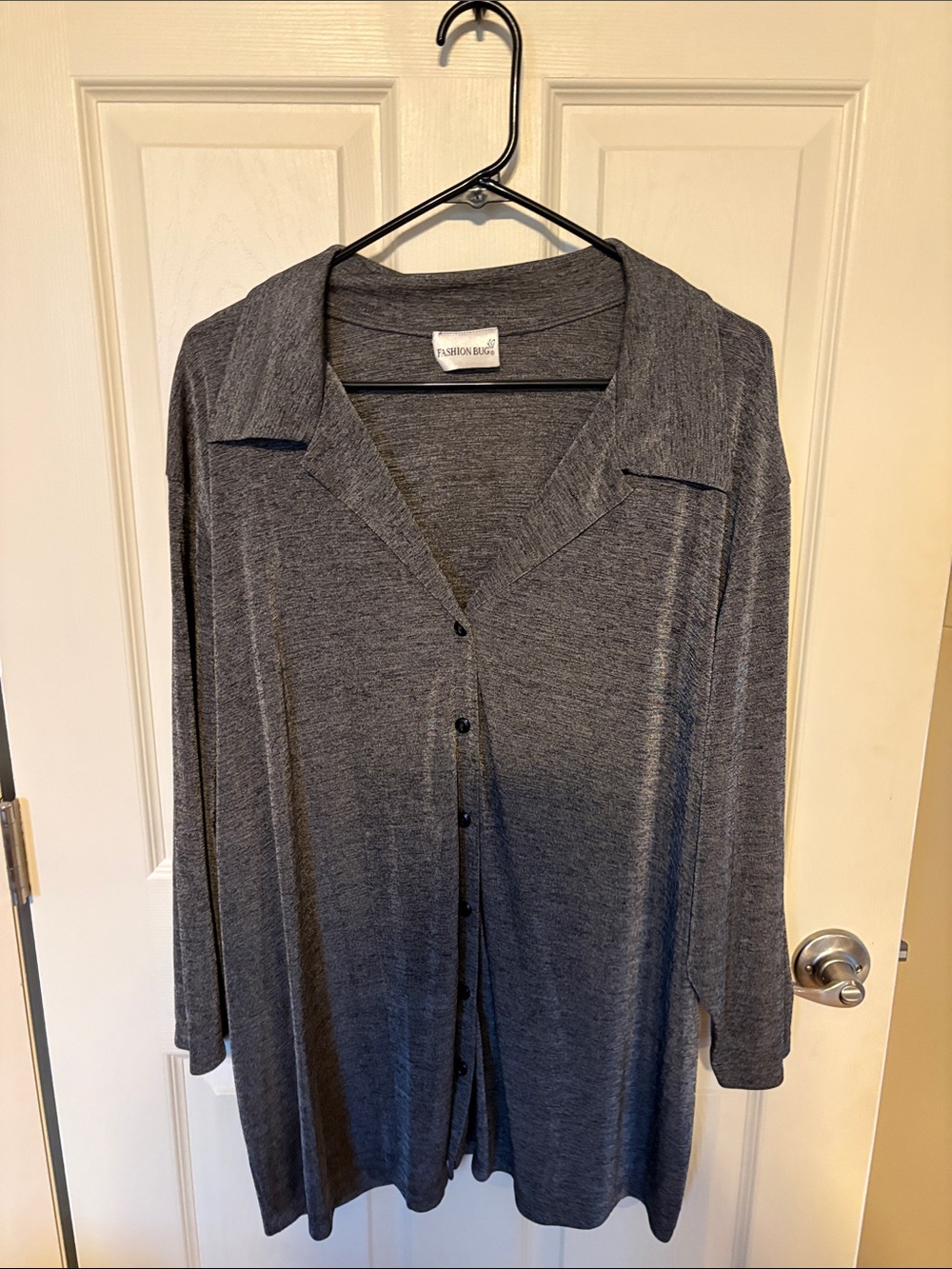 Fashion Bug Dark Gray Open Collar Button Cardigan